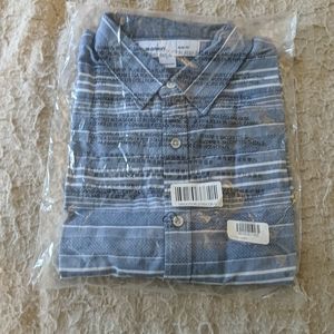 Slim Short Sleeve Indigo Blue Stripe Shirt Old